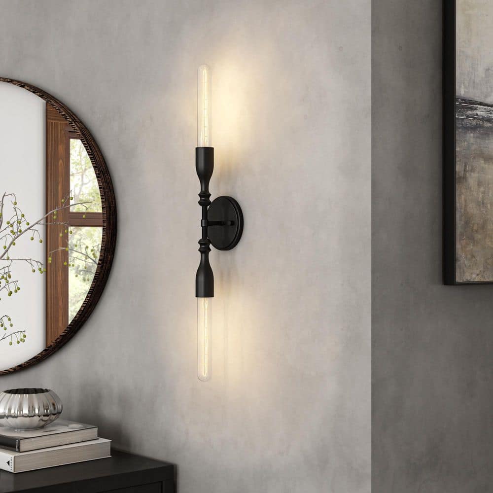 Louise Matte Black 13.5'' Dimmable Wall Sconce with Ornamental Detail
