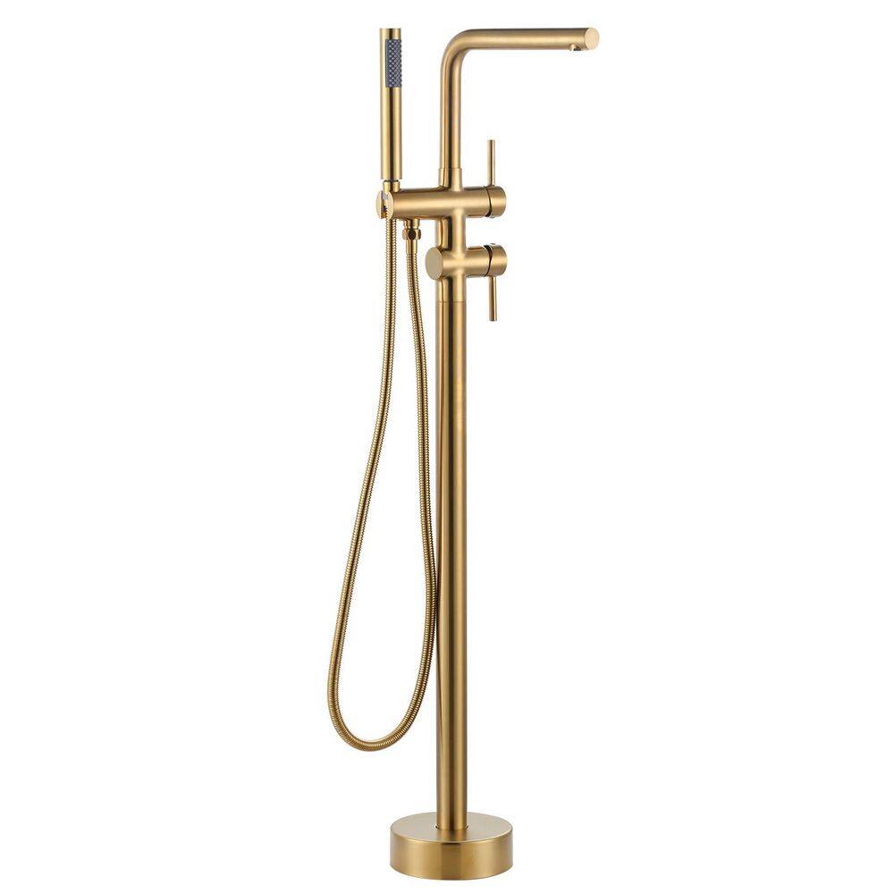 2-Handle Freestanding Tub Faucet with Handshower in Brushed Gold price history on PriceWatchPro