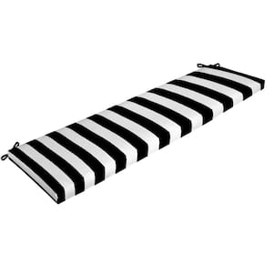 Rectangle Outdoor Bench Cushion in Black Cabana Stripe