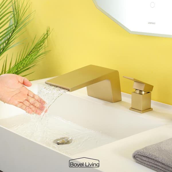 8 in. Widespread Single Handle Bathroom Faucet with cUPC Hose in Brushed Gold