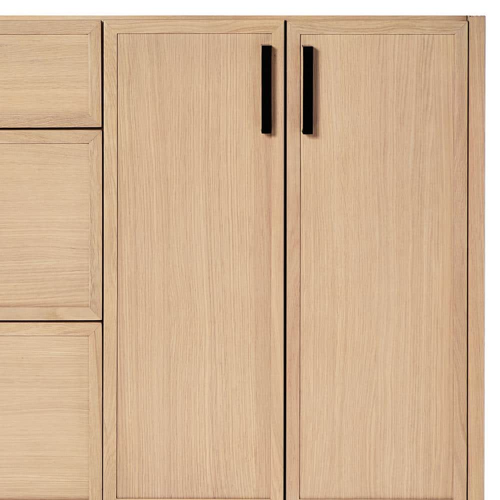 Kelly 66" Oak Double Sink Vanity with Carrara Quartz Top