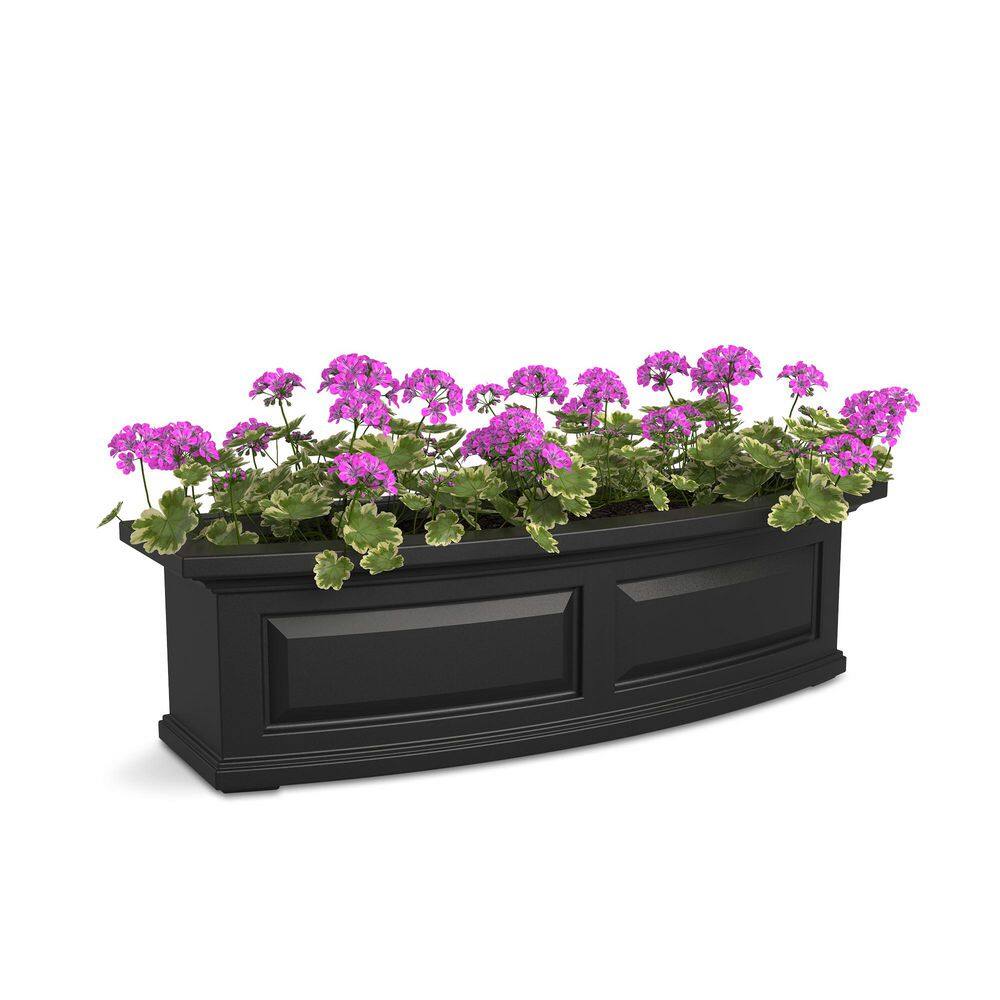 Mayne Nantucket 36 in. x 11.5 in. Self-Watering Black Polyethylene Window Box 4830-B - The Home Depot