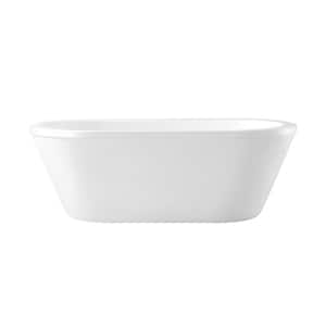 Colton 63 in. Freestanding Flatbottom Soaking Bathtub with Center Drain in Glossy White