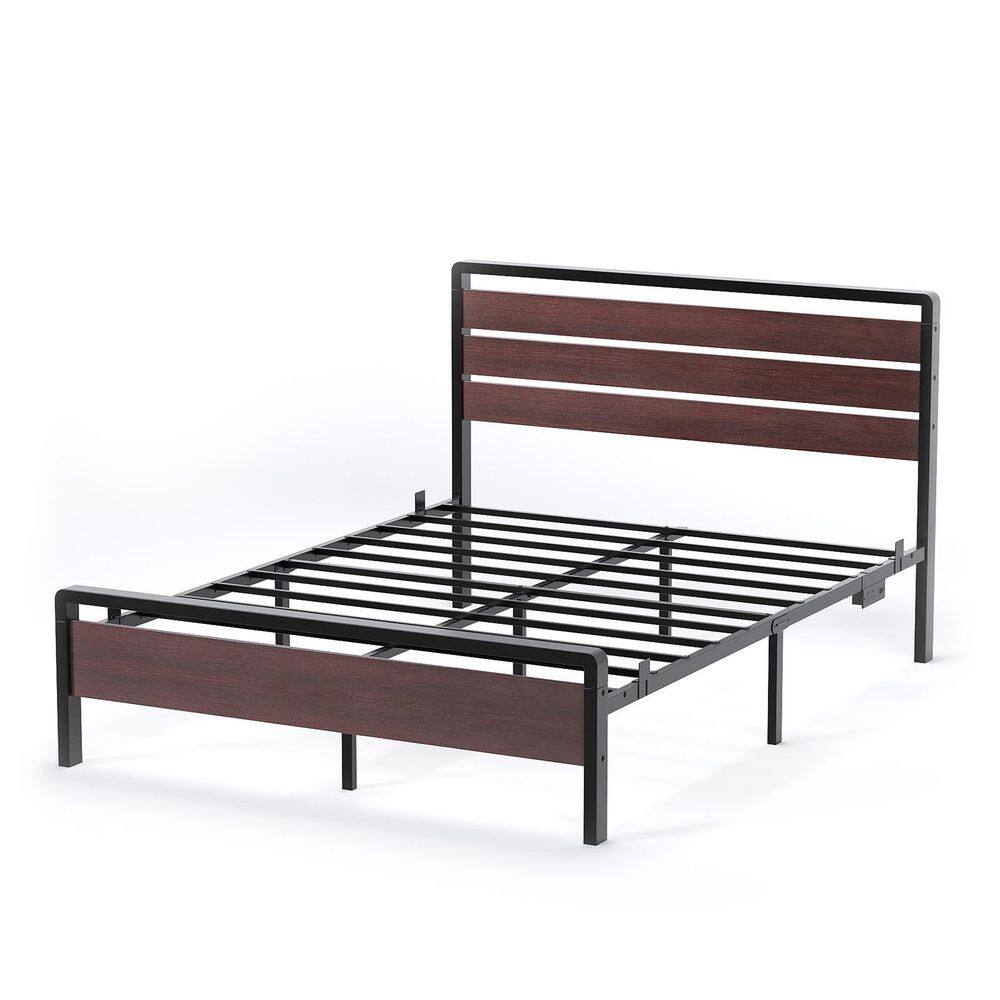 Brown Metal Frame King Platform Bed with LED Lighting USB Port price history on PriceWatchPro