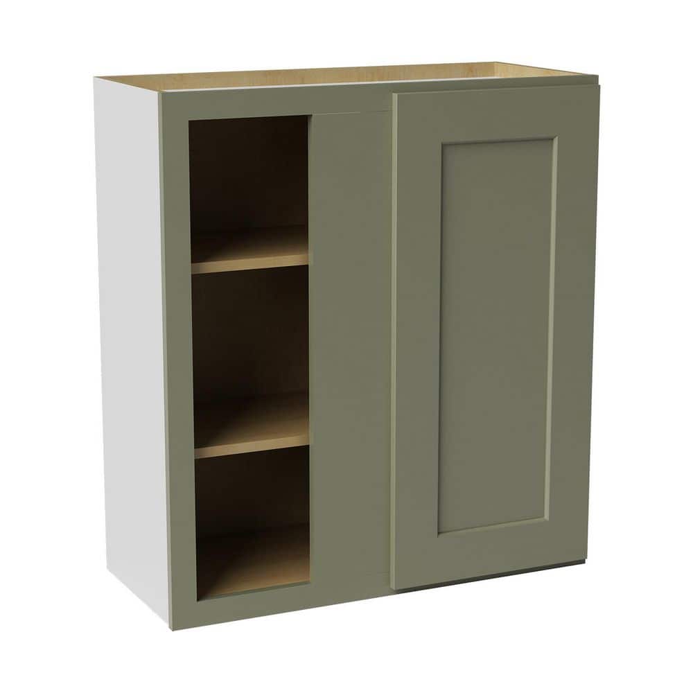 27 in. W x 12 in. D x 30 in. H Ready to Assemble Solid Wood Shaker Wall Blind Corner Kitchen Cabinet in Sage Green price history on PriceWatchPro
