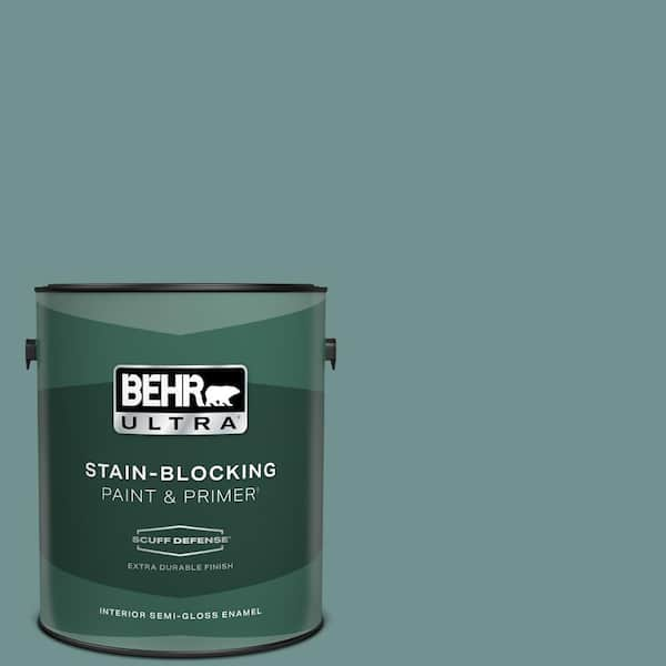 BEHR ULTRA 1 gal. #ECC-60-3 Pool Tide Extra Durable Semi-Gloss Enamel Interior Paint & Primer