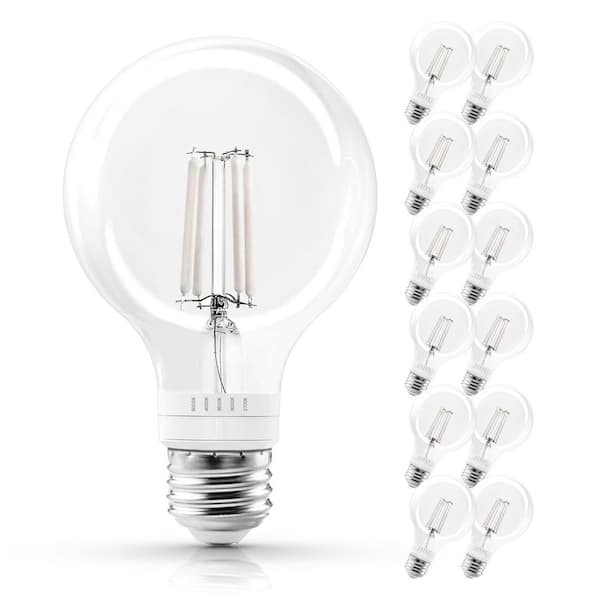 60-Watt Equivalent G25 LED Light Bulb 5CCT 2700K-5000K 4.5-Watt 500 Lumens White Filament Dimmable E26 UL Listed 12-Pack
