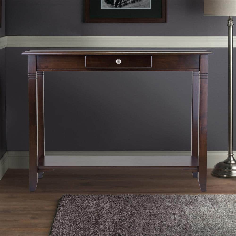 Winsome Nolan Rectangular Console Table with Storage in Cappuccino