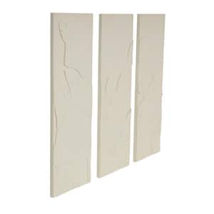 Wood Cream Dimensional Relief Leaf Wall Art with Sandstone Texture (Set of 3)