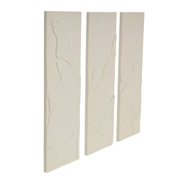 Litton Lane Wood Cream Dimensional Relief Leaf Wall Art with Sandstone Texture (Set of 3)
