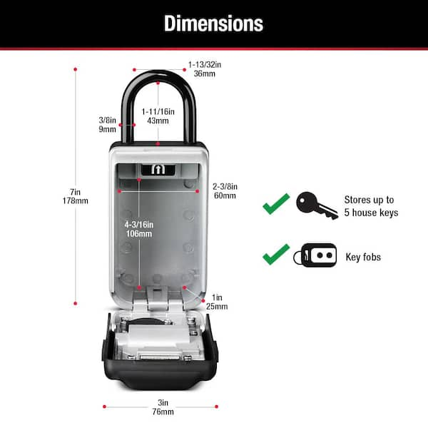 Master Lock Lock Box, Resettable Combination Dials, Adjustable