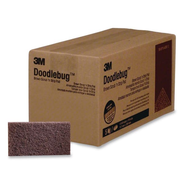 3M 4-5/8 in. x 10 in. Brown Doodlebug Scrub 'n Strip Sponge Pad (20/Carton)