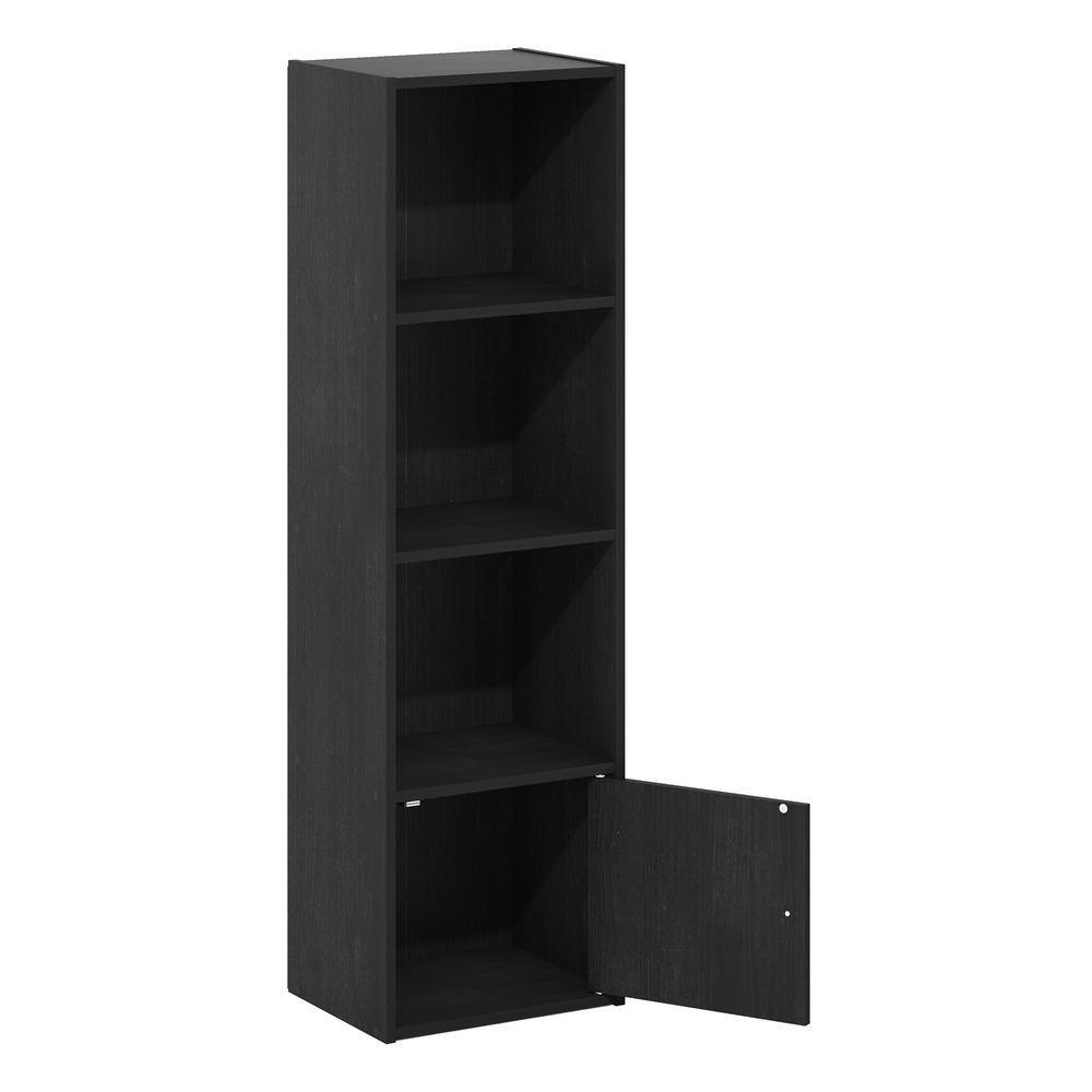 Blackwood 4-Tier Shelf Bookcase with Door Storage Cabinet