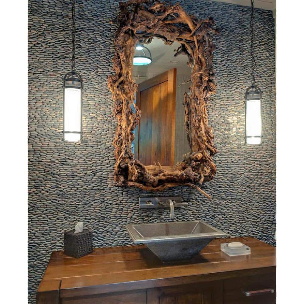Rain Forest Tan Pebble Stone Mosaic Tile 12" x 12"