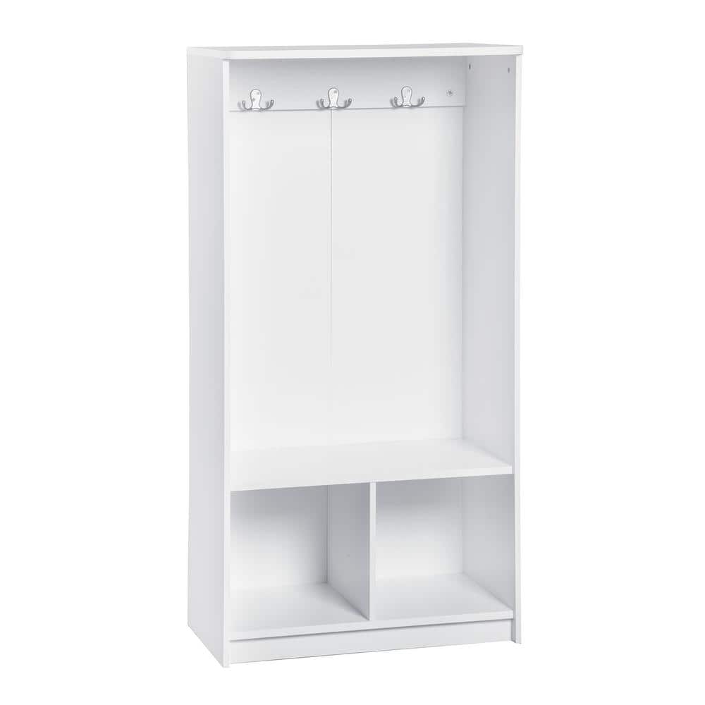 White Kid's Storage Organizer with Hooks and Cubes
