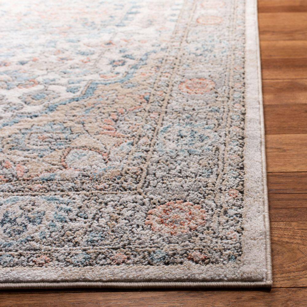 Martha Stewart Gray and Blue Synthetic Oriental Rug