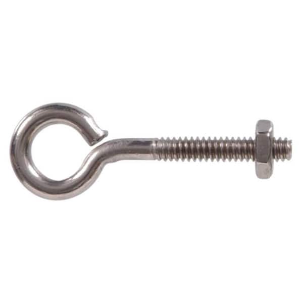 3/8 in.-16 tpi x 3-7/8 in. Stainless Steel Eye Bolt with Hex Nut (5-Pack)