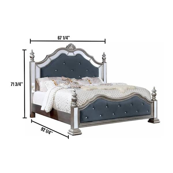 William's Home Furnishing Azha Queen Bed in Silver