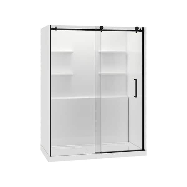 Pfanner 60 in. L x 32 in. W x 79 in. H Alcove Shower Stall/Kit in Black