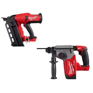 M18 FUEL 18-Volt Lithium-Ion Brushless Cordless Duplex Nailer (Tool Only) with M18 FUEL 1 in. SDS-Plus Rotary Hammer