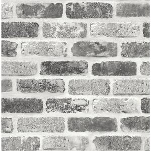 Washed Brick Gray Vinyl Peelable Roll (Covers 30.75 sq. ft.)