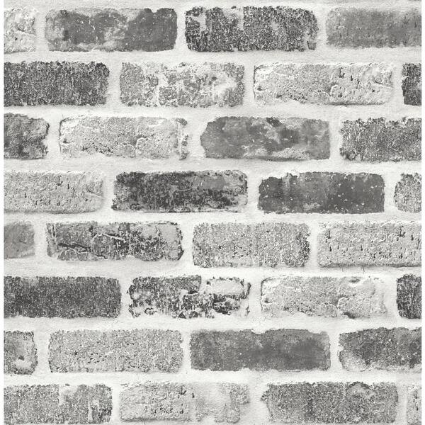 Manhattan Comfort Washed Brick Gray Vinyl Peelable Roll (Covers 30.75 sq. ft.)