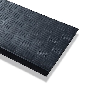 Easy clean, Waterproof, Low Profile Non-Slip Indoor/Outdoor Rubber Stair Treads,10 in. x 30 in.(Set of 5),Black/Black