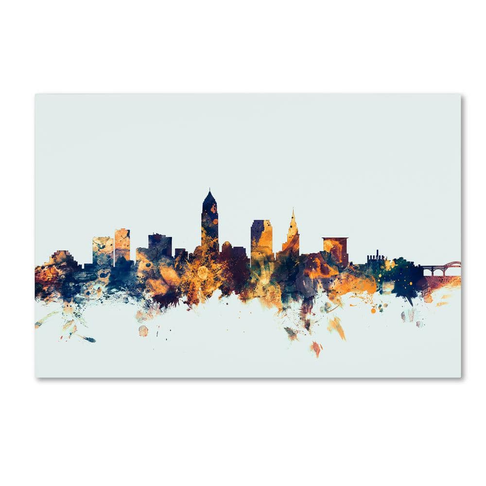 Cleveland Ohio Skyline Blue Abstract Canvas Print