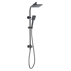 Modern Wall Bar Shower Kit 1-Spray 8 in. Square Rain Shower Head with Hand Shower in Matte Black (Valve Not Included)