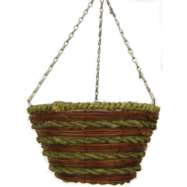 Pride Garden Products 12 in. Mixed Rope Bucket Planter with Chain