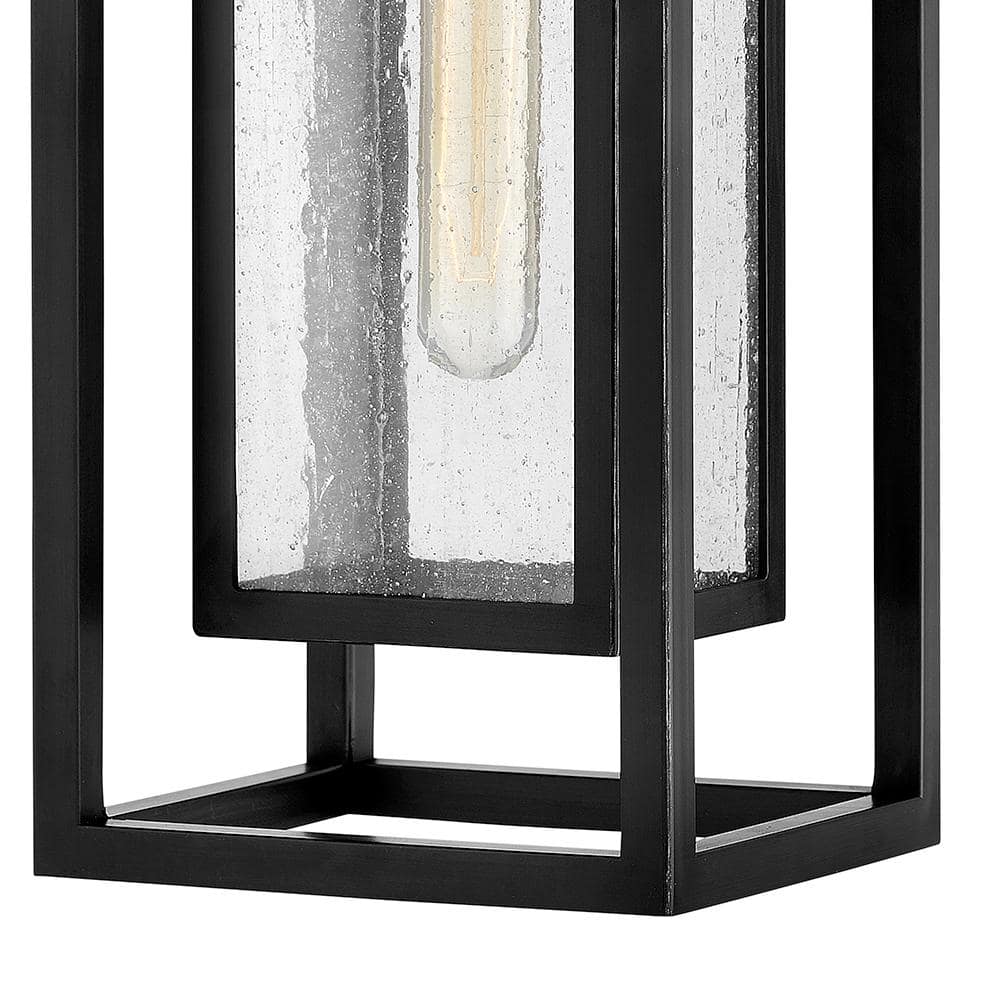 Sleek Transitional Black Seedy Glass Outdoor Pendant