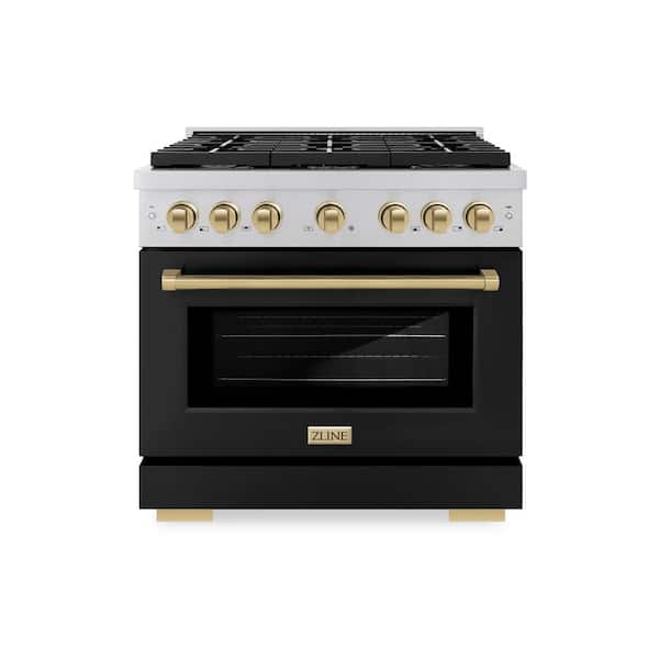 ZLINE Kitchen and Bath Paramount 36 in. 6-Burner Dual Fuel Range with Convection Oven in Stainless Steel, Matte Black, and Champagne Bronze