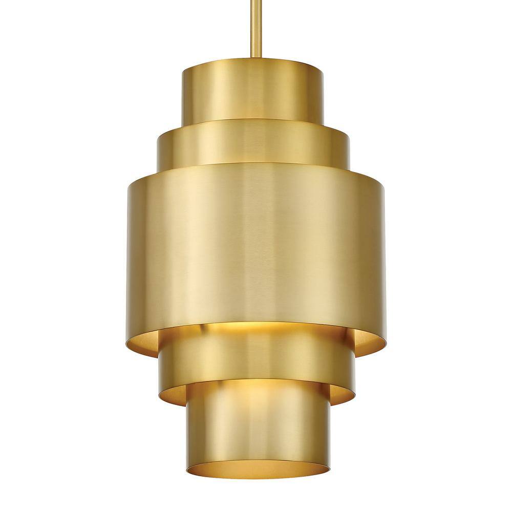 Soft Brass Mini Pendant Light with Steel Shade