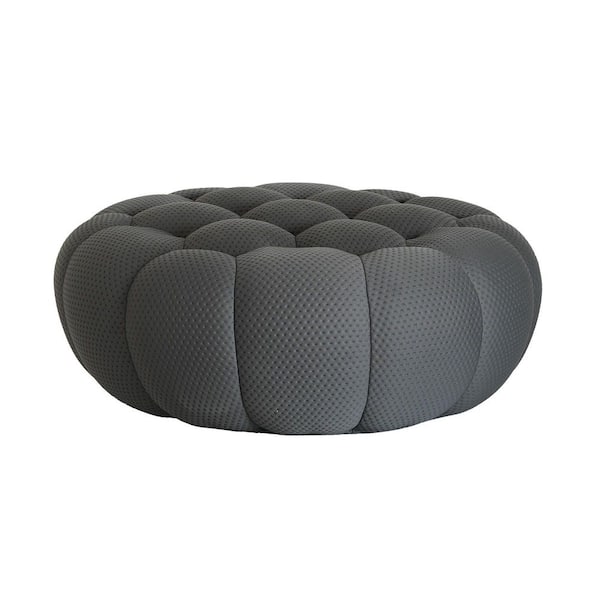 41.34 in. Flared Arm Polyester Curved Bubble Ottoman Sectional Sofa in Dark Gray Ottoman For Living Room Apartment