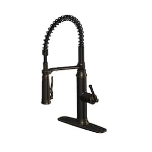 Linscott Single Handle Springneck Pull-Down Sprayer Kitchen Faucet in Oil Rubbed Bronze