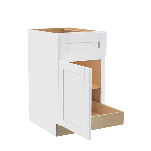 Home Decorators Collection Washington Vesper White Plywood Shaker Assembled Base Kitchen Cabinet FH 1 ROT Sft Cls L 18 in W x 24 in D x 34.5 in H