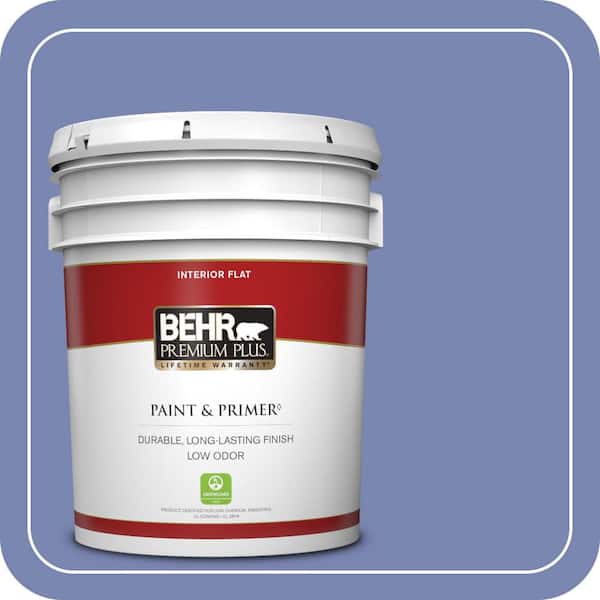 BEHR PREMIUM PLUS 5 gal. #610B-5 Corsican Purple Flat Low Odor Interior Paint & Primer