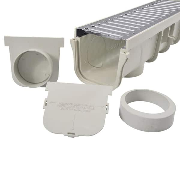 Pro Series 5 in. x 40 in. Channel Drain Kit with Metal Grate