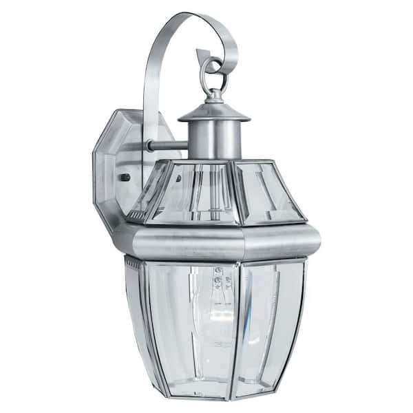 Thomas Lighting Heritage 1-Light Brushed Nickel Outdoor Wall-Mount Lantern Sconce