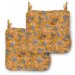 Vera Bradley 19 in. L x 19 in. W x 5 in. Thick, 2-Pack Patio Chair Cushions in Rain Forest Toile Gold