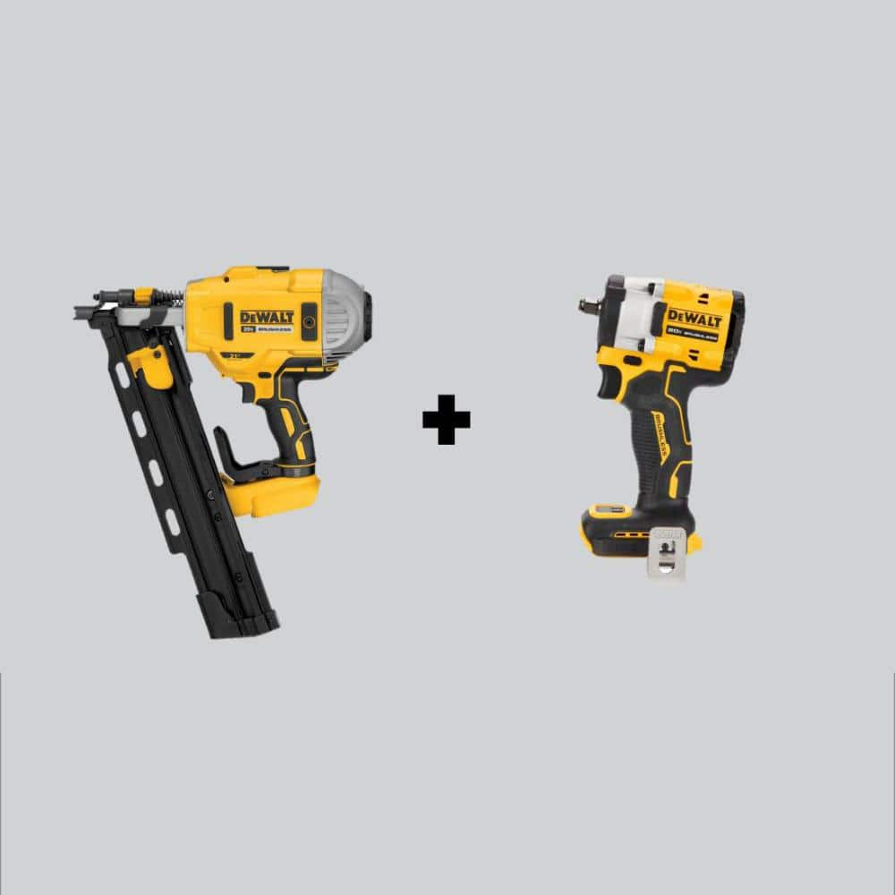 20V MAX XR Cordless Brushless 2-Speed 21° Plastic Collated Framing Nailer & Brushless 3/8 in. Impact Wrench (Tools Only) -  DEWALT, DCN21PLBW923B