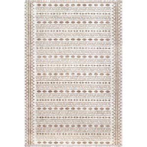 Outdoor Tribal Angie Beige Doormat 3 ft. x 5 ft. Indoor/Outdoor Area Rug