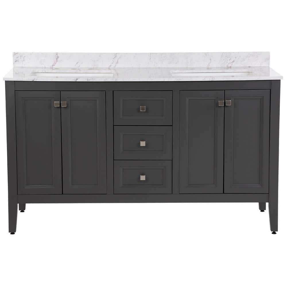 Reviews for MOEN Darcy 61 in. Double Sink Shale Gray Bath Vanity with