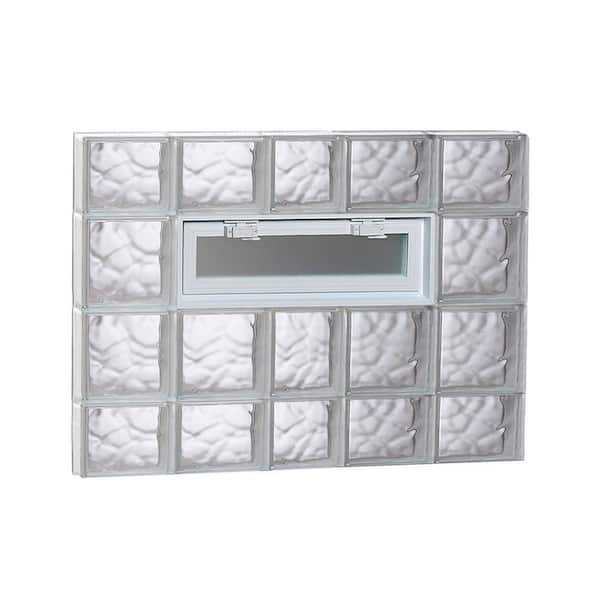 Clearly Secure 36.75 in. x 27 in. x 3.125 in. Frameless Wave Pattern Vented Glass Block Window