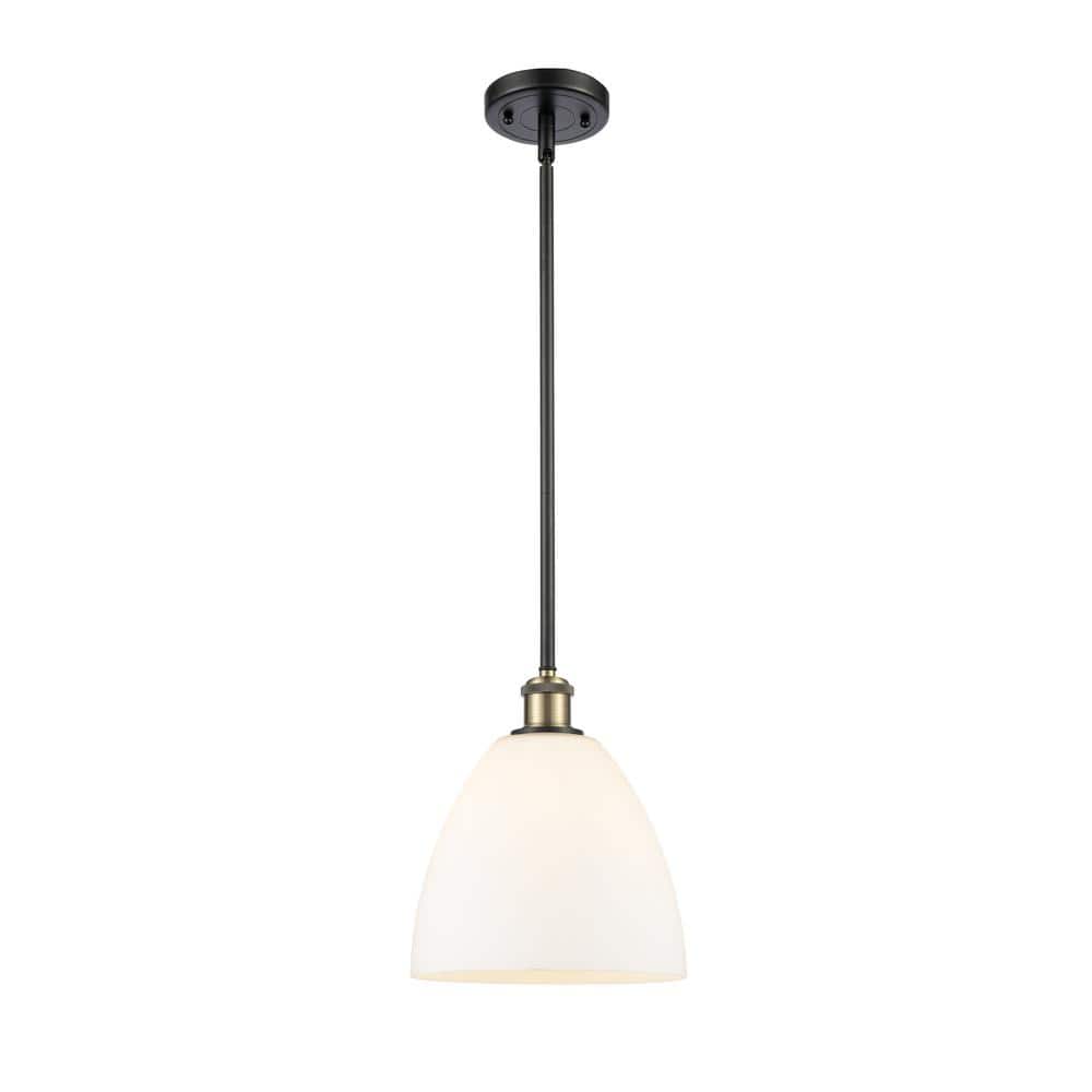 Black Antique Brass Mini Pendant with Matte White Glass Shade