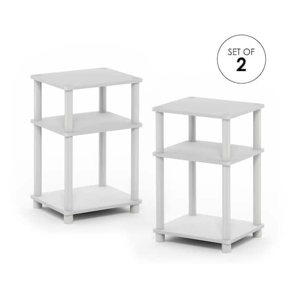 Furinno Just 13.4 in. White 22.8 in. Rectangular Wood End Table (2-Pack)