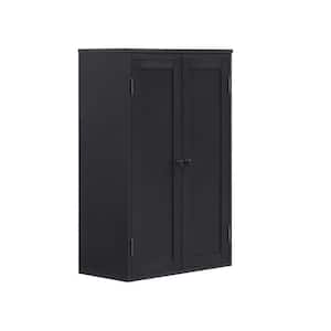23.25 in. W x 12 in. D x 36 in. H Black Linen Cabinet with Adjustable Shelf and Double Door
