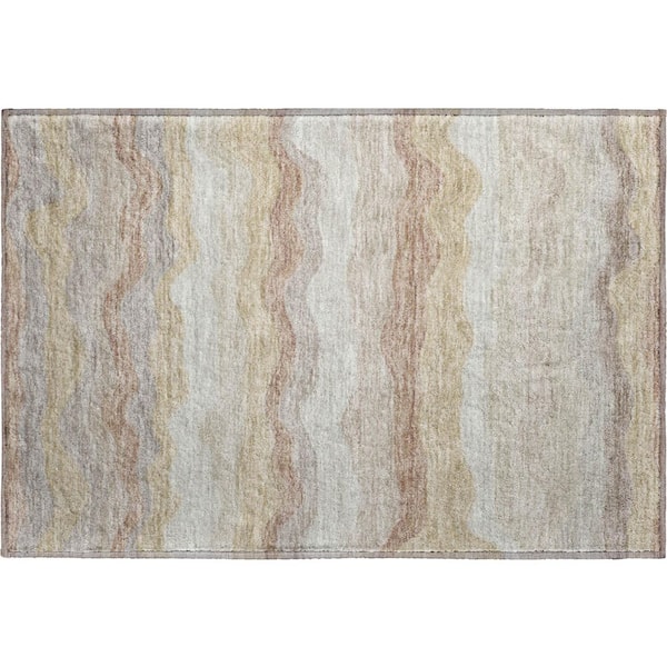 Mayfield Premium Machine Washable Abstract AMF2397 Beige 2 ft. x 3 ft. Accent Rug