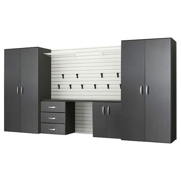 Flow Wall 5-Piece Composite Wall Mounted Garage Storage System in Graphite Carbon Fiber (144 in. W x 72 in. H x 21 in. D)