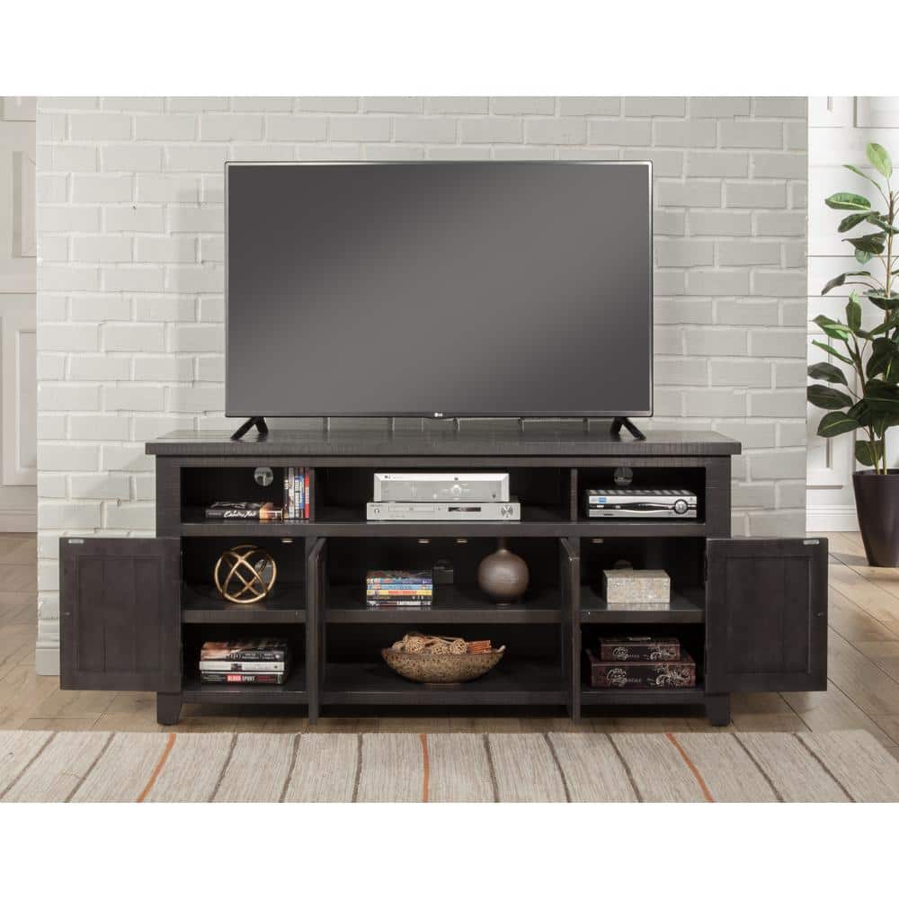 Rustic Grey Solid Pine West Mill 65" TV Stand with Cabinet